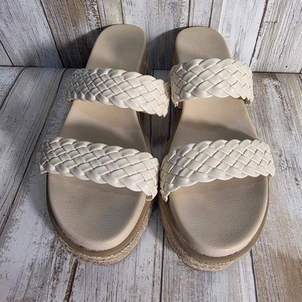 Altar State Beige Woven Platform Espadrille Wedge Sandals Women's Size 7